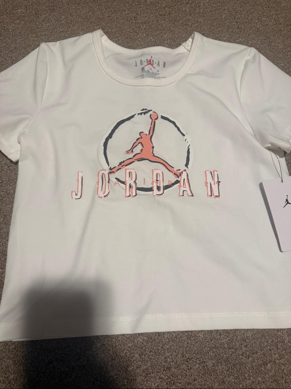 Jordan Kids White Tee with Pink Jumpman Logo